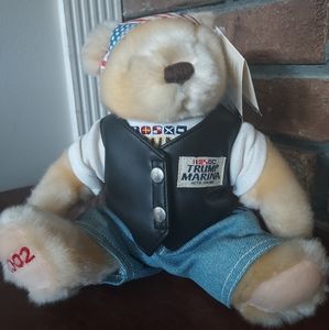 Trump Marina Hotel Jerzey Bear Plush Tag 2002 Biker Herrington Bear 8 Inch MAGA